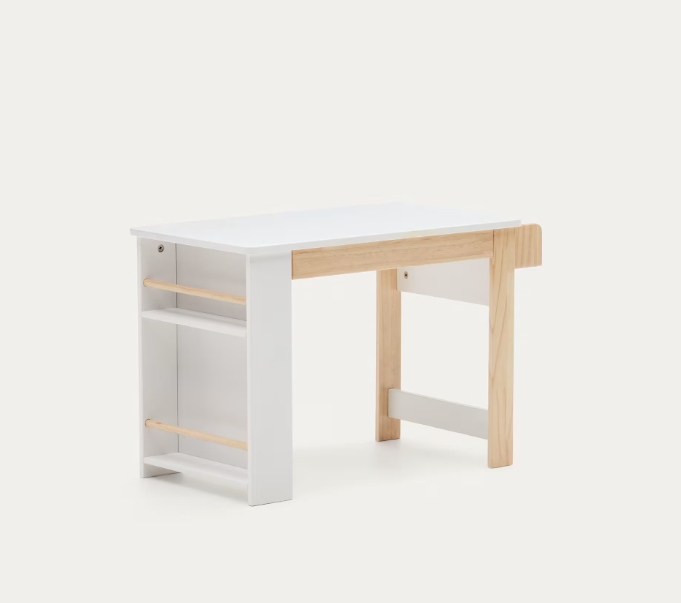 SERWA desk in white MDF and solid pine legs and details