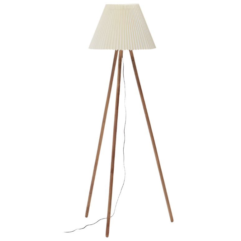 BENICARLO Podna lampa od punog kaučukovog drva s prirodnom, bež završnom obradom