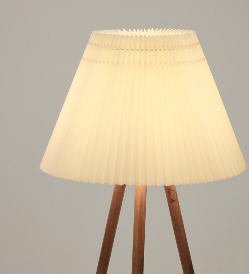 BENICARLO Podna lampa od punog kaučukovog drva s prirodnom, bež završnom obradom