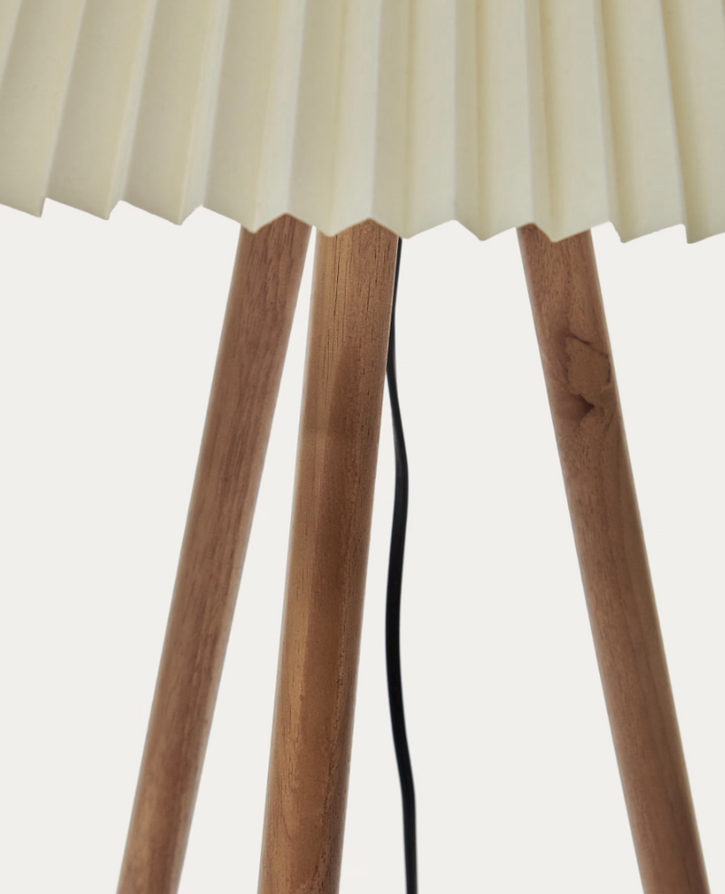 BENICARLO Podna lampa od punog kaučukovog drva s prirodnom, bež završnom obradom