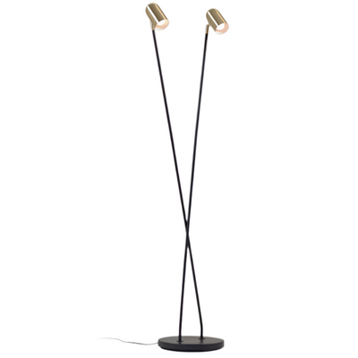 CLEMENCE Floor lamp in black metal with gold finish lampshades