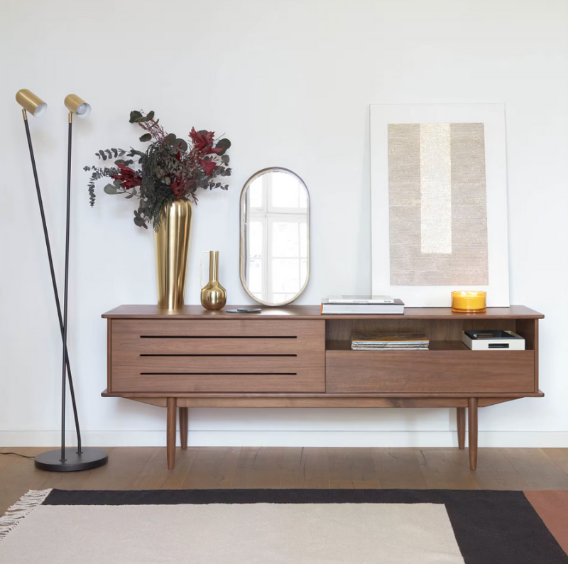 CLEMENCE Podna lampa od crnog metala sa zlatnim sjenilima