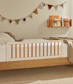 TIPHAINE solid beech wood bed safety barrier with natural and white finish, 100 x 40 cm
