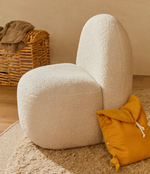 BUCKY child’s armchair in white bouclé