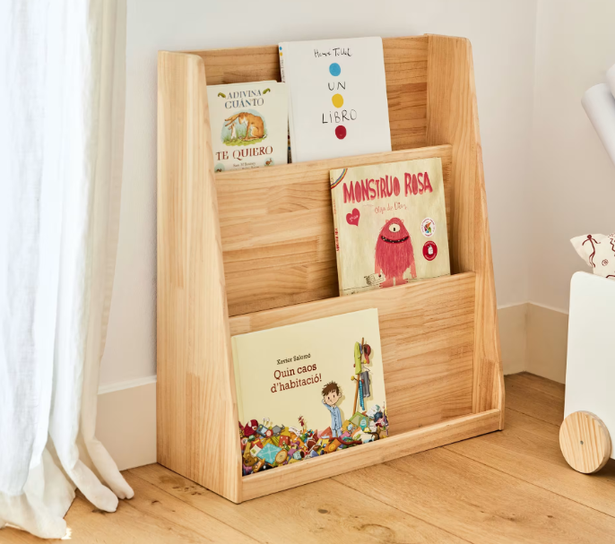 ADIVENTINA bookcase in solid natural pine 59,5 x 69,5 cm