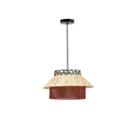 PULMI Stropna lampa od rafije u prirodnoj, terakota i plavoj boji, Ø 40 cm