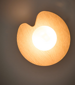 WILARA Zidna svjetiljka od hrastovog furnira s 1 dimljenom staklenom kuglom