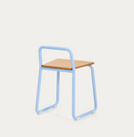 TINN ash veneer chair with a blue metal structure