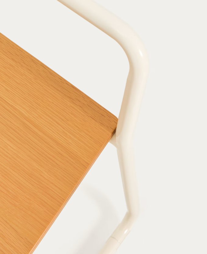 TINN ash veneer chair with a beige metal structure