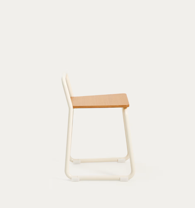 TINN ash veneer chair with a beige metal structure