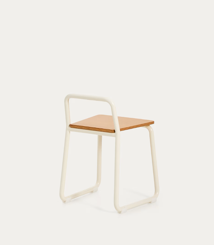 TINN ash veneer chair with a beige metal structure