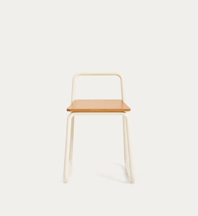 TINN ash veneer chair with a beige metal structure