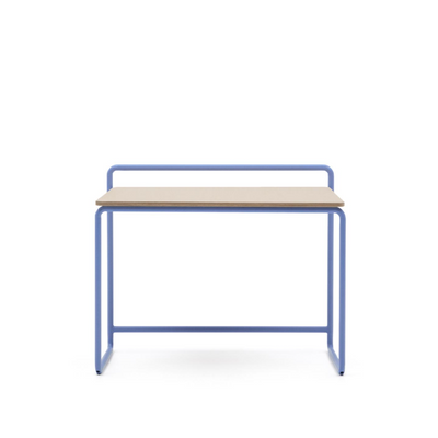 TINN ash veneer desk with a blue metal structure, 82 x 45 cm