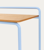 TINN ash veneer desk with a blue metal structure, 82 x 45 cm