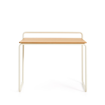 TINN ash veneer desk with a beige metal structure, 82 x 45 cm
