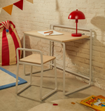 TINN ash veneer desk with a beige metal structure, 82 x 45 cm