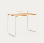 TINN ash veneer desk with a beige metal structure, 82 x 45 cm