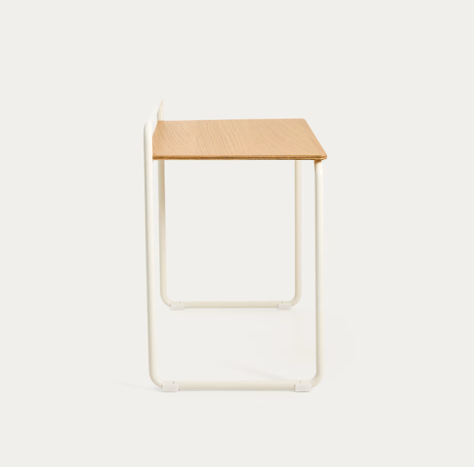 TINN ash veneer desk with a beige metal structure, 82 x 45 cm