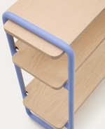 TINN ash veneer shelf with a blue metal structure, 70 x 60 cm