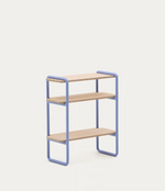 TINN ash veneer shelf with a blue metal structure, 70 x 60 cm