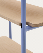 TINN ash veneer shelf with a blue metal structure, 70 x 60 cm