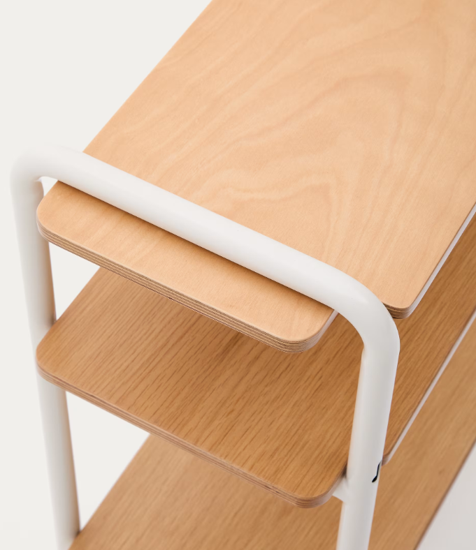 TINN ash veneer shelf with a beige metal structure, 70 x 60 cm