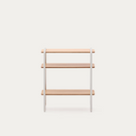 TINN ash veneer shelf with a beige metal structure, 70 x 60 cm
