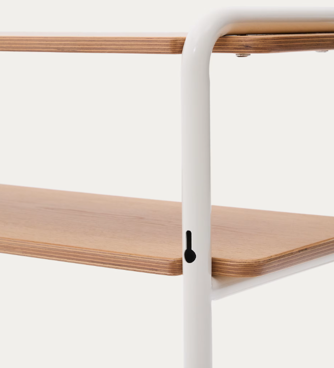 TINN ash veneer shelf with a beige metal structure, 70 x 60 cm