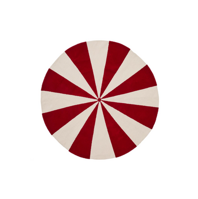 WIRLA beige and red, 100% cotton rug, Ø 100 cm