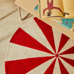 WIRLA beige and red, 100% cotton rug, Ø 100 cm