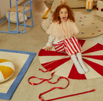 WIRLA beige and red, 100% cotton rug, Ø 100 cm