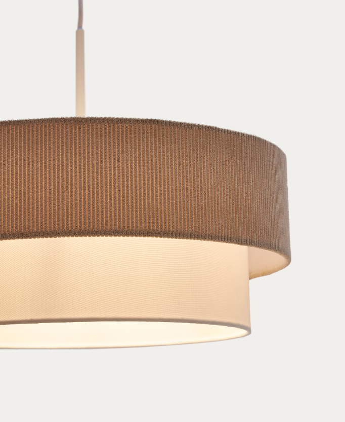 Stropna lampa BIANELLA od pamuka i bež korduroja, Ø 40 cm