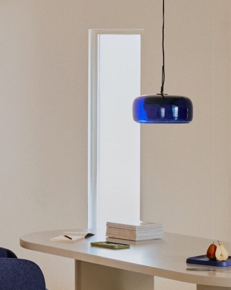 REIG Plava staklena stropna lampa, Ø 38 cm