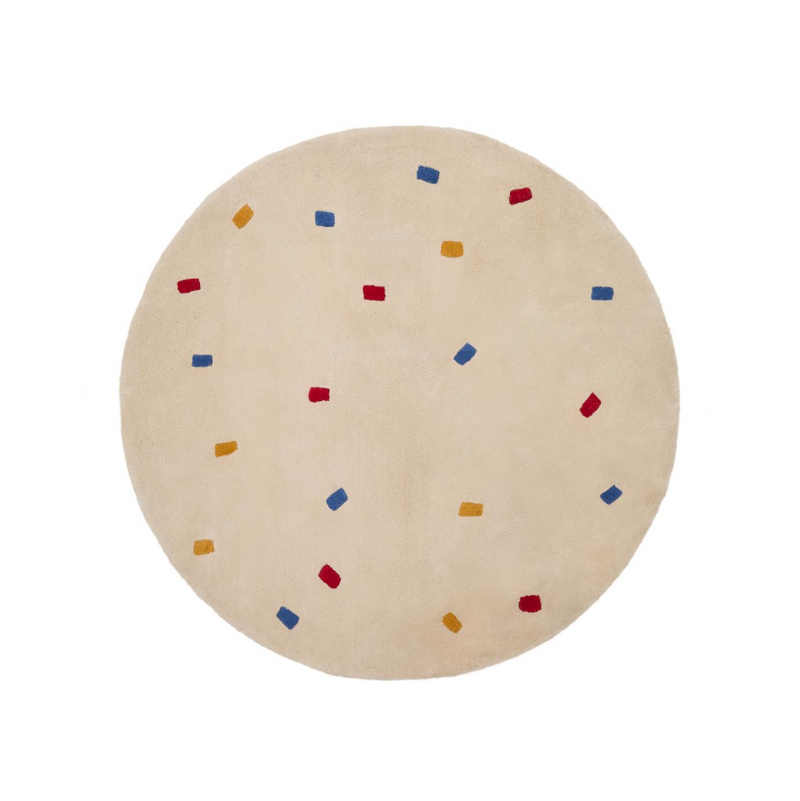 LULI 100% cotton rug with multi-coloured dots, Ø 120 cm