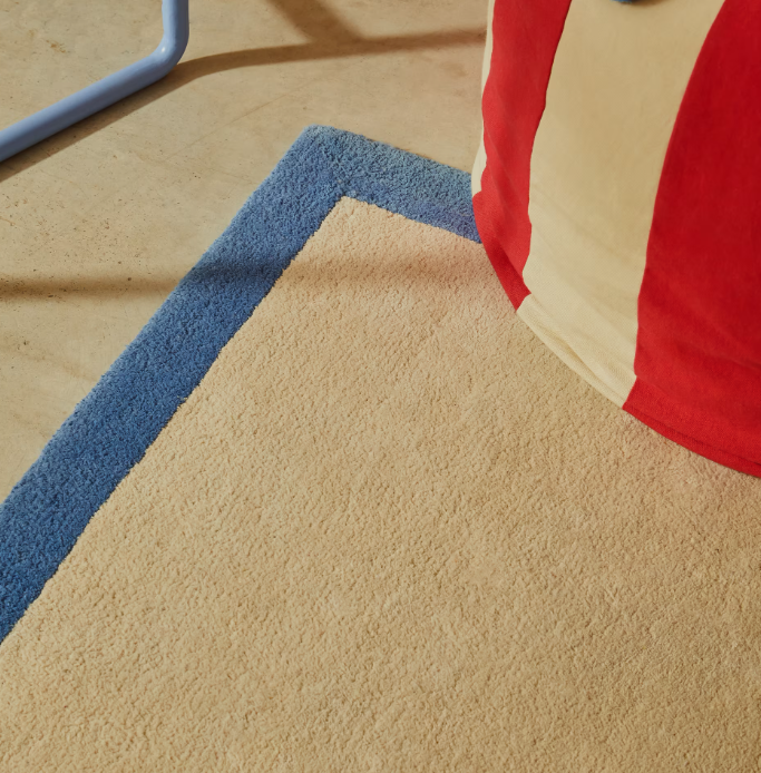 NALIM Bež i plavi, 100% pamučni tepih 90 x 150 cm