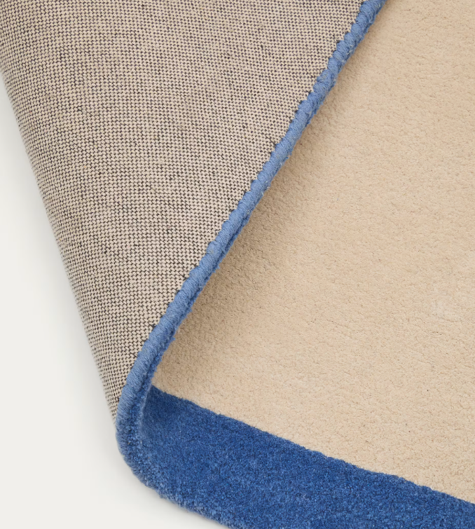 NALIM Bež i plavi, 100% pamučni tepih 90 x 150 cm