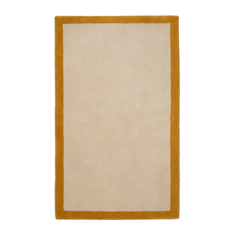 NALIM beige and mustard-coloured, 100% cotton rug, 90 x 150 cm