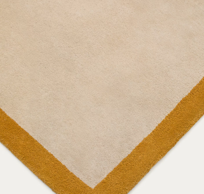 NALIM Bež i senf boje, 100% pamučni tepih, 90 x 150 cm