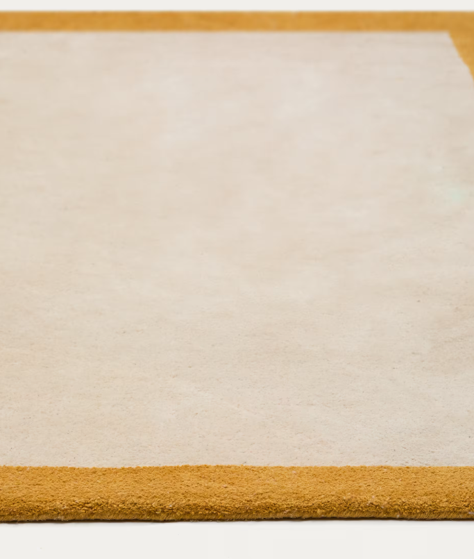 NALIM Bež i senf boje, 100% pamučni tepih, 90 x 150 cm