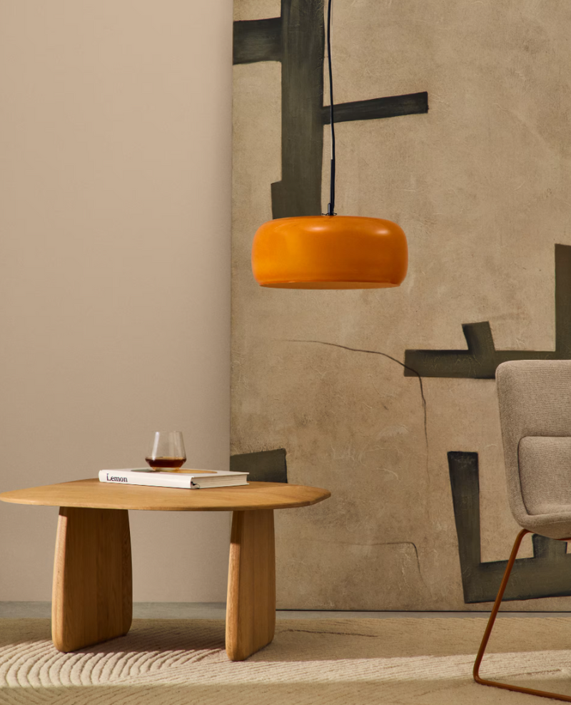 REIG Orange glass ceiling lamp, Ø 38 cm