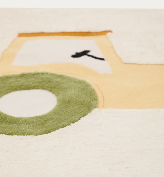 PECKY Bež, 100% pamučni tepih s motivom traktora, 90 x 150 cm