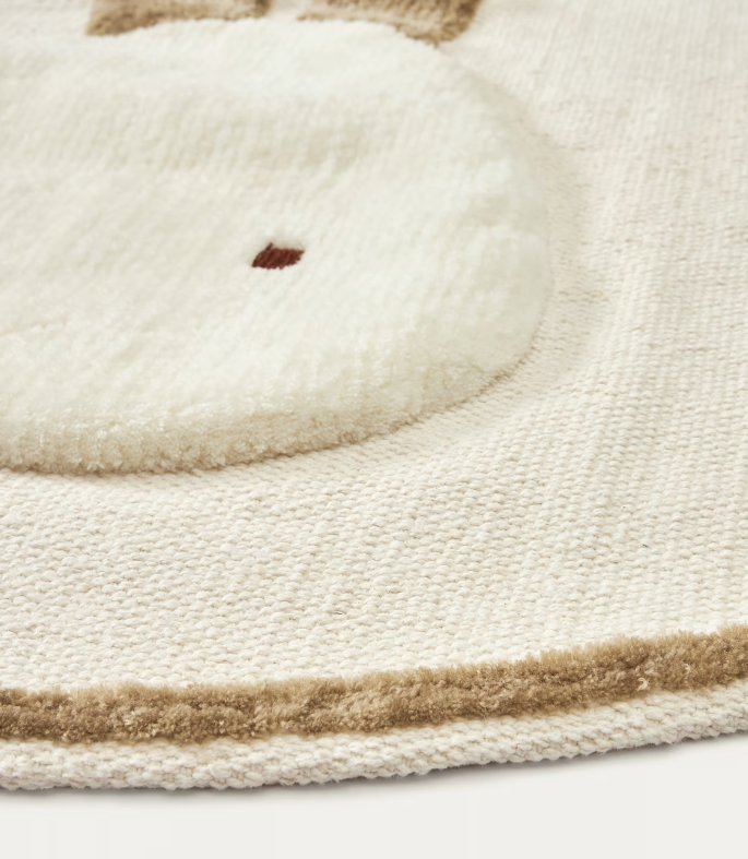 YANIL Okrugli bež pamučni tepih s motivom zeca, Ø 100 cm