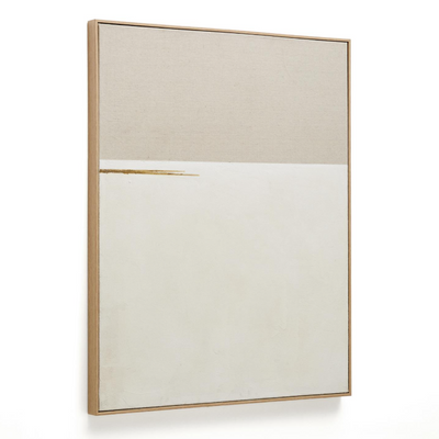 SALIN Apstraktna slika s horizontalnom lanenom prugom 80 x 100 cm