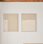 SALIN Apstraktna slika s horizontalnom lanenom prugom 80 x 100 cm