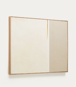 SALIN Apstraktna slika s horizontalnom lanenom prugom 80 x 100 cm