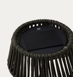 ALDET Vanjska solarna stolna lampa u crno-zelenoj prošaranoj užadi s crnim metalnim postoljem