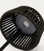 ALDET Vanjska solarna stolna lampa u crno-zelenoj prošaranoj užadi s crnim metalnim postoljem