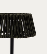 ALDET Vanjska solarna stolna lampa u crno-zelenoj prošaranoj užadi s crnim metalnim postoljem