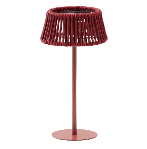 ALDET  Outdoor solar table lamp in terracotta mottled rope cord with terracotta metal stand