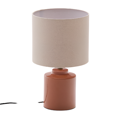 DAELI Ceramic table lamp with orange finish and beige cotton